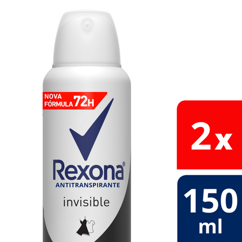 kit Desodorante Aerosol Rexona Women Invisible 150ml 90g Com 2 Unidades 50% de Desconto na Segunda Unidade