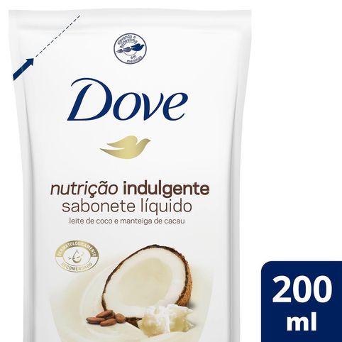 Sabonete Líquido Dove Nutrição Indulgente Leite de Coco e Manteiga de Cacau Refil 200ml
