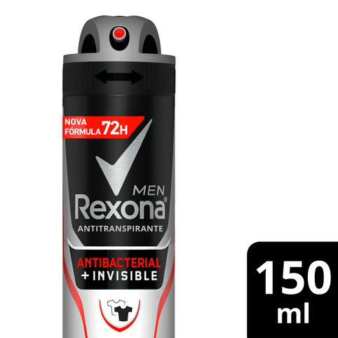 Desodorante Aerosol Rexona Men Antibacterial Invisible 90g 150ml