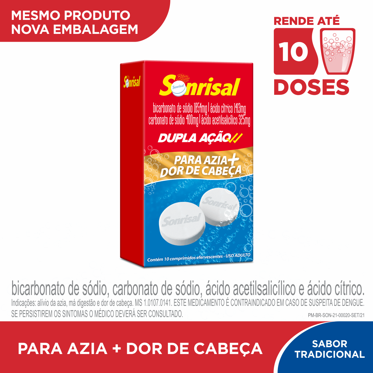 Encontraproduto.com.br - Sonrisal com 10 Comprimidos Efervescentes