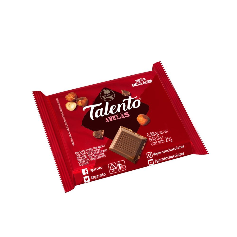 Chocolate Garoto Talento ao Leite com Avelãs 25g anossadrogaria