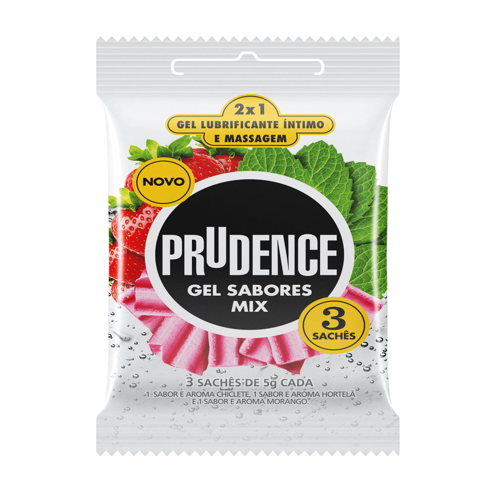 Encontraproduto.com.br - GEL LUBRIFICANTE PRUDENCE SABORES MIX C/3 SACHES