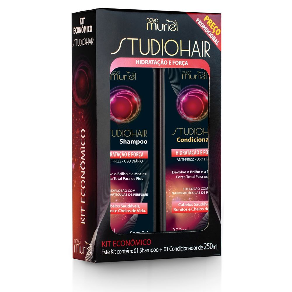 Kit Shampoo + Condicionador Muriel Studio Hair hidratação e força 250ml anossadrogaria