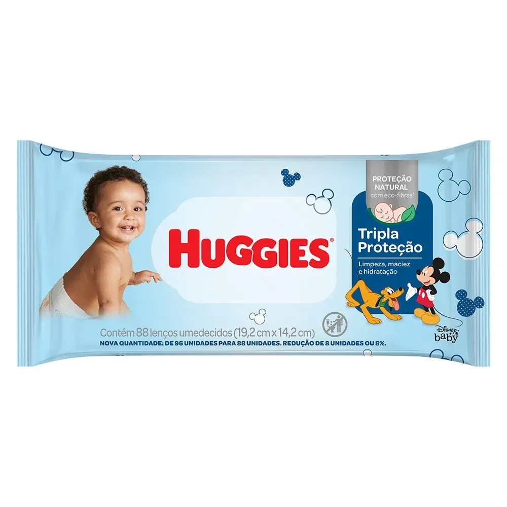 Lenço Umedecido Huggies Tripla Proteção Com 88 Unidades