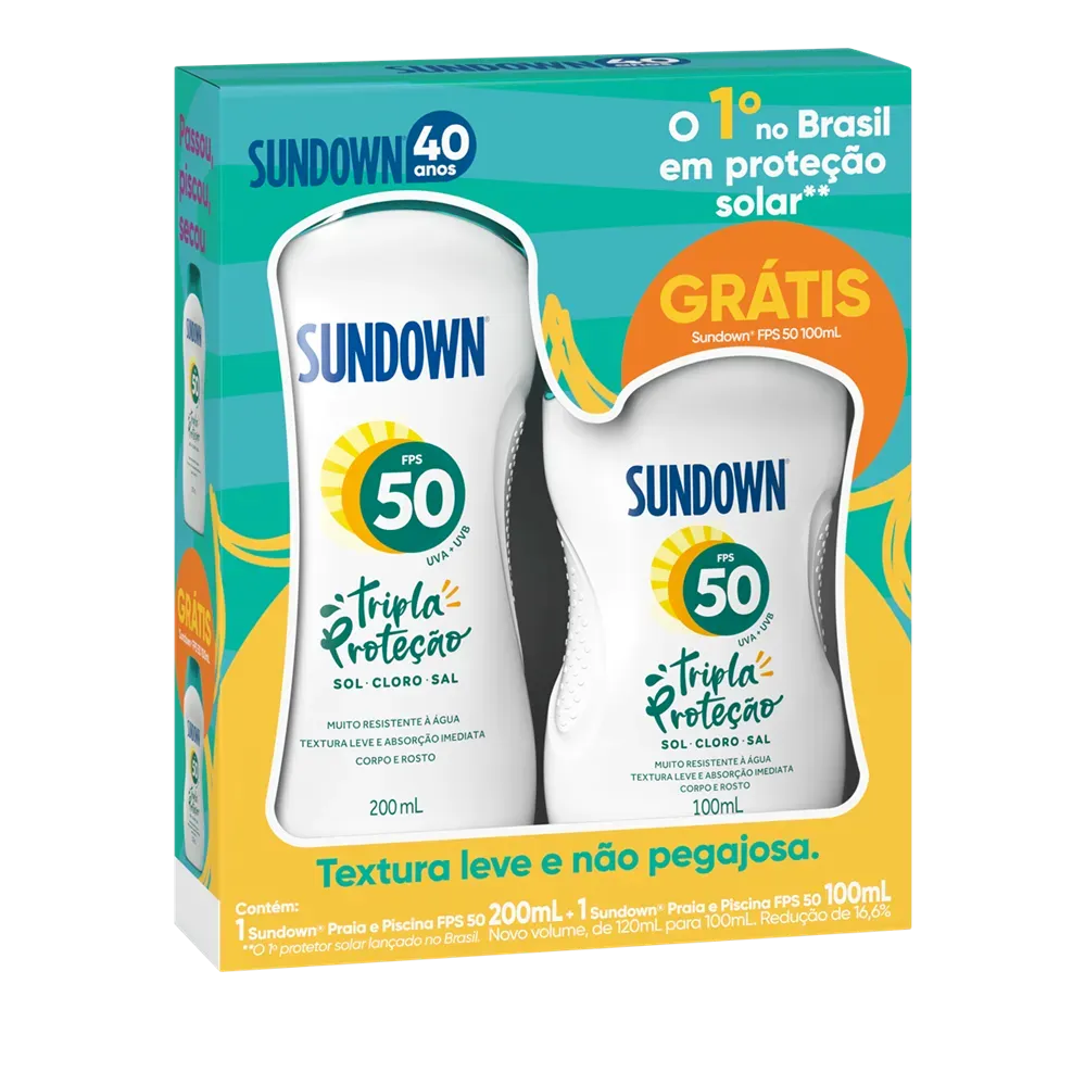 Kit Protetor Solar Sundown Praia e Piscina FPS 50 200ml + 120ml