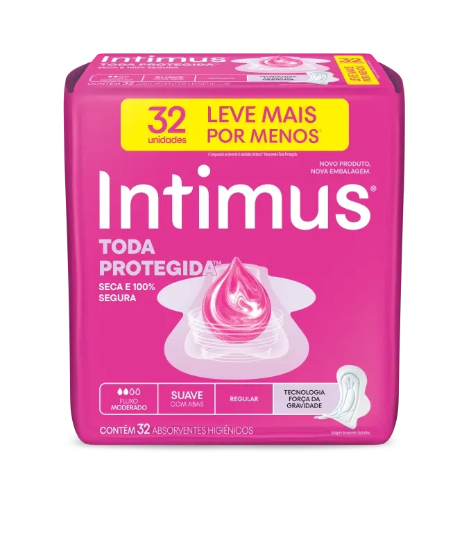 Absorvente Intimus Toda Protegida Suave com Abas com 32 Unidades Leve Mais Por Menos