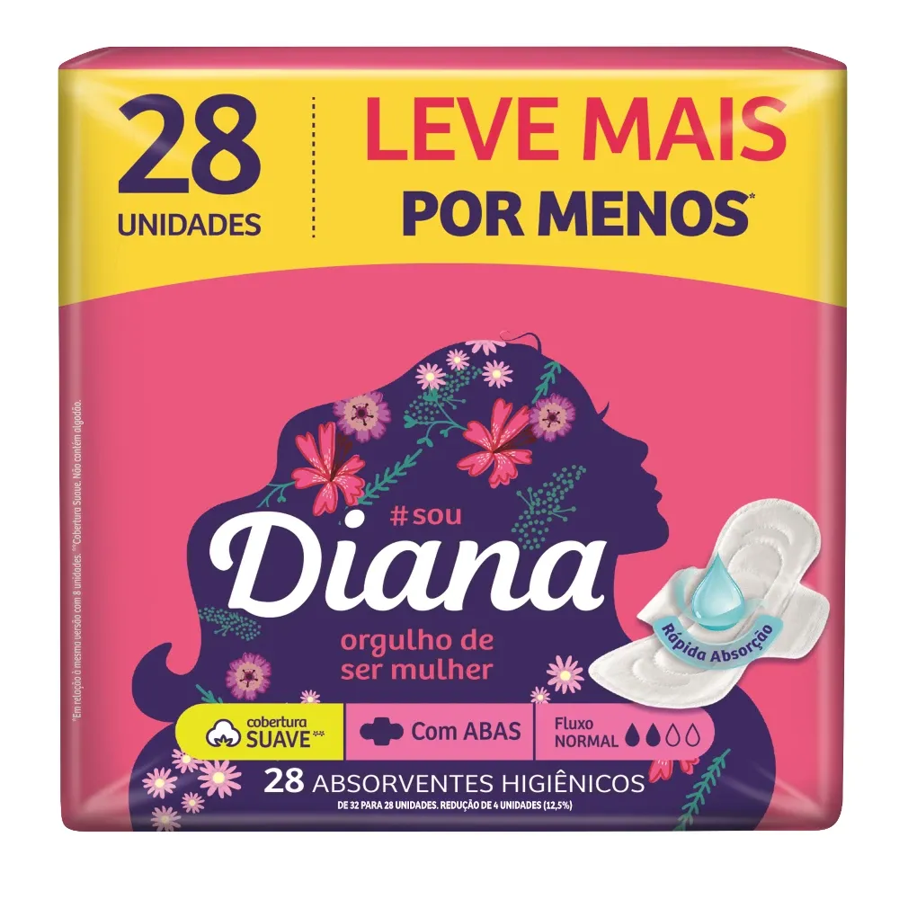 Absorvente Diana Suave com abas com 28 unidades