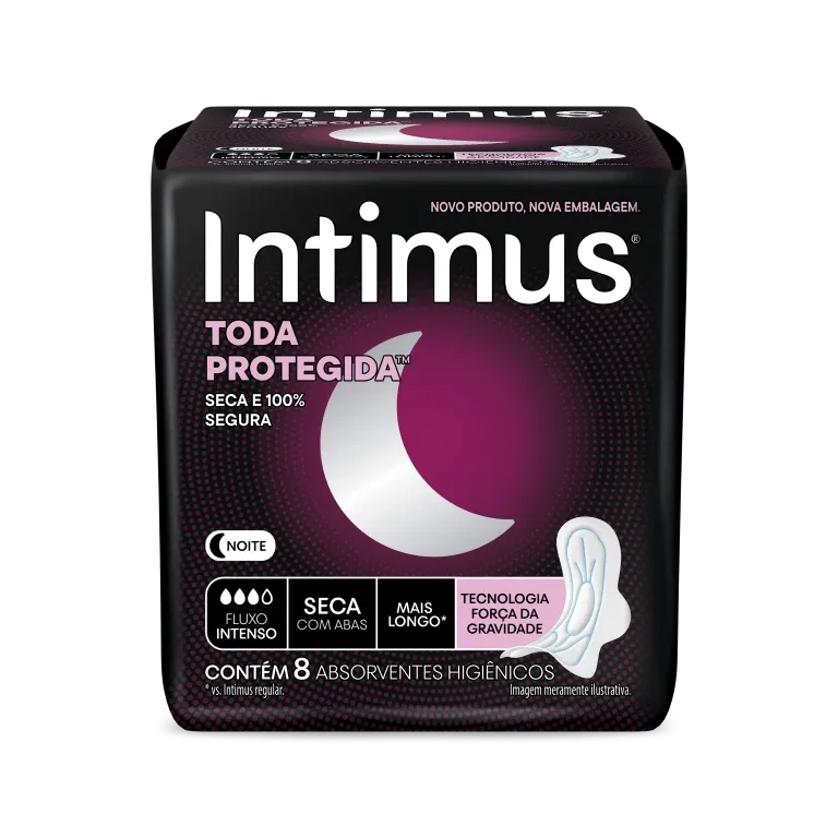 Absorvente Intimus Toda Protegida Noturno Seca com Abas com 8 Unidades