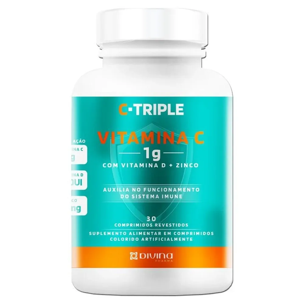 C-Triple Vitamina C 1G + Zinco + D Divina 30 cápsulas