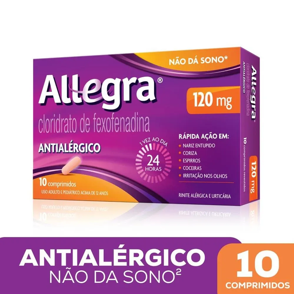Antialérgico Allegra 120mg com 10 Comprimidos Sanofi