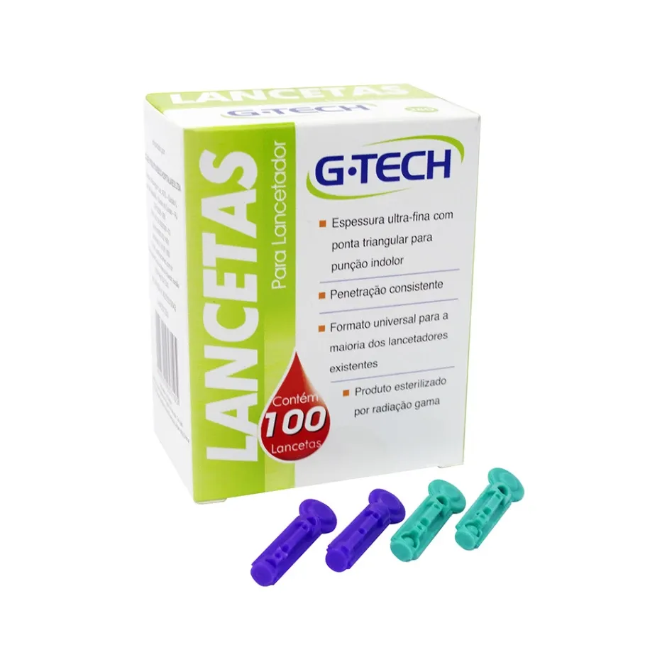 Lancetas G-tech 28g com 100 Unidades