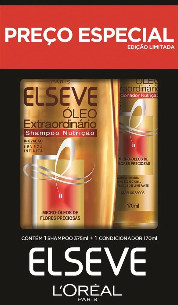 Kit Shampoo 375ml + Condicionador 170ml Elseve Óleo Extraordinário