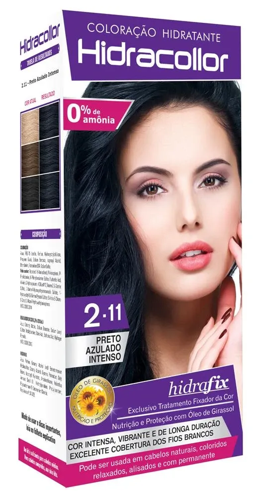 Tintura Creme Kit Hidracollor Preto Azulado Intenso 2.11