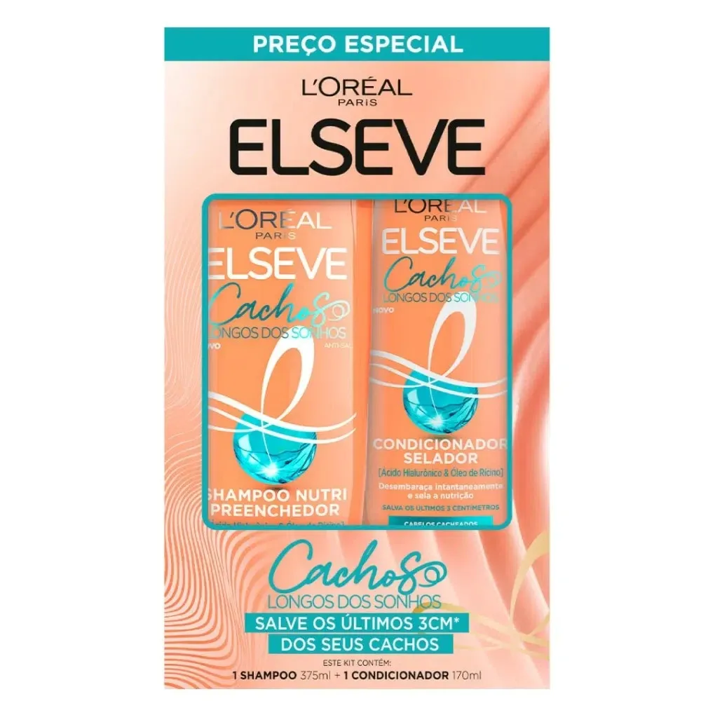 Kit Shampoo 375ml e Condicionador 170ml Elseve Cachos Dos Sonhos