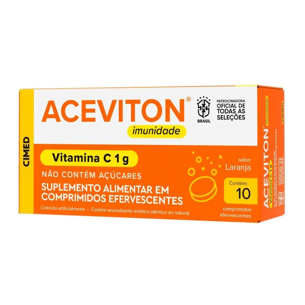 Vitamina C Aceviton Imunidade 1g com 10 Comprimidos Efervescentes