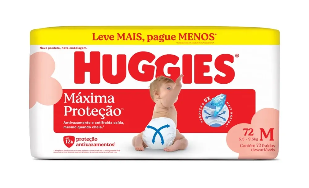 Fralda Huggies Máxima Proteção M Com 72 Unidades