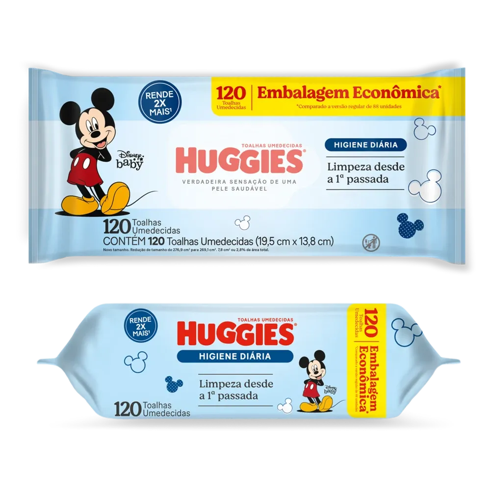 Lenço Umedecido Huggies Higiene Diaria Com 120 Unidades