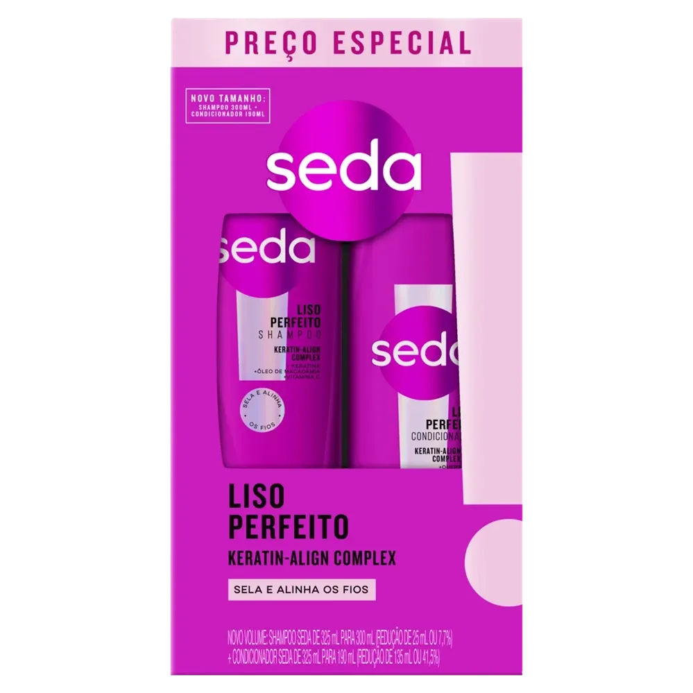Kit Seda Liso Perfeito Shampoo 300ml + Condicionador 190ml