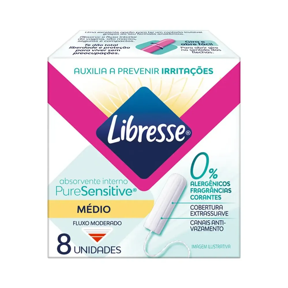 Absorvente Interno Libresse PureSensitive Médio com 8 Unidades