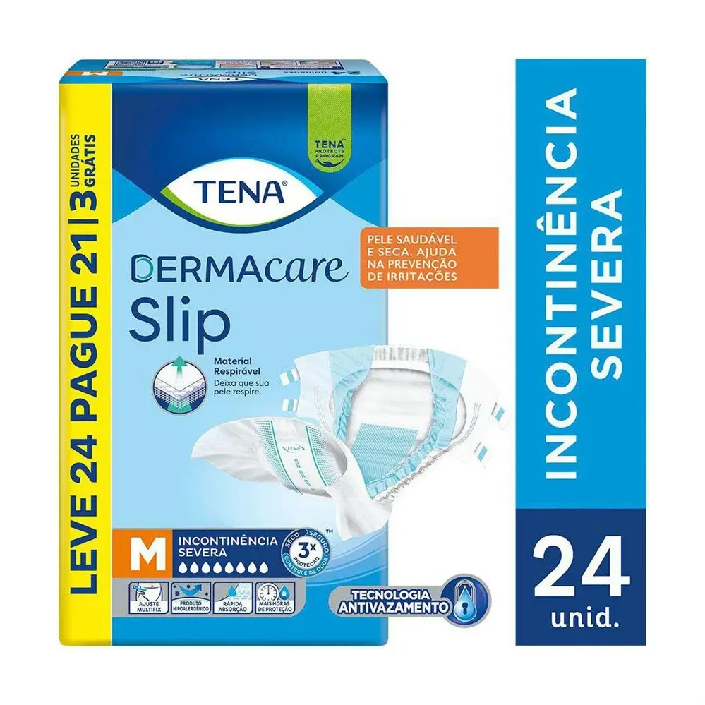 Fralda Tena Dermacare Slip M com 24 Unidades