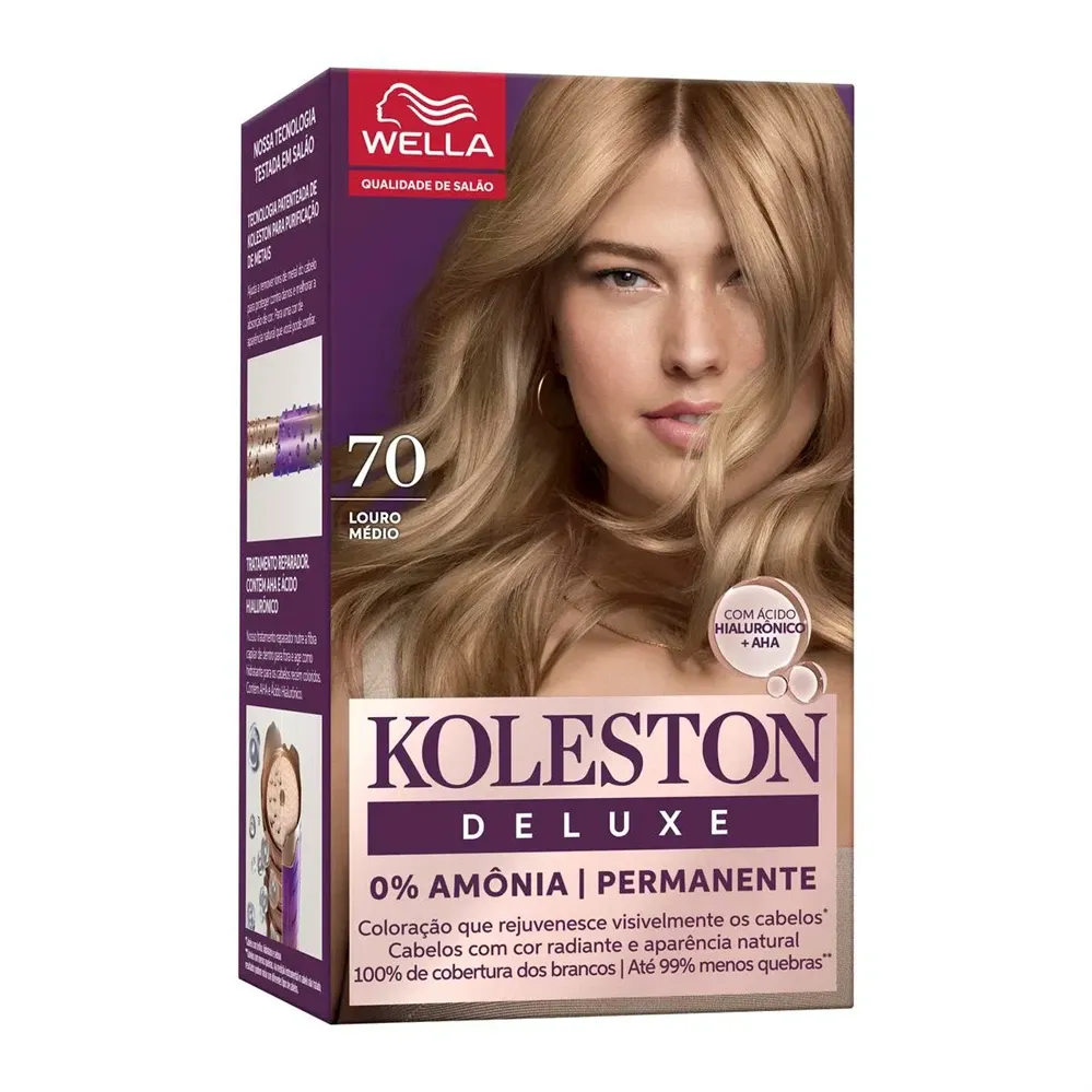 Kit Tintura Colorante Permanente Koleston Deluxe Louro Médio 70