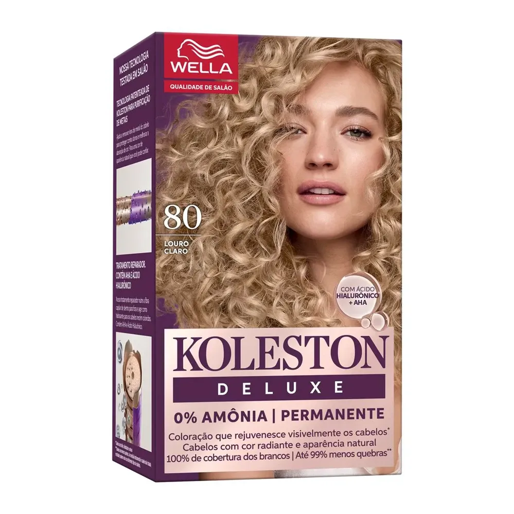 Kit Tintura Colorante Permanente Koleston Deluxe Louro Claro 80