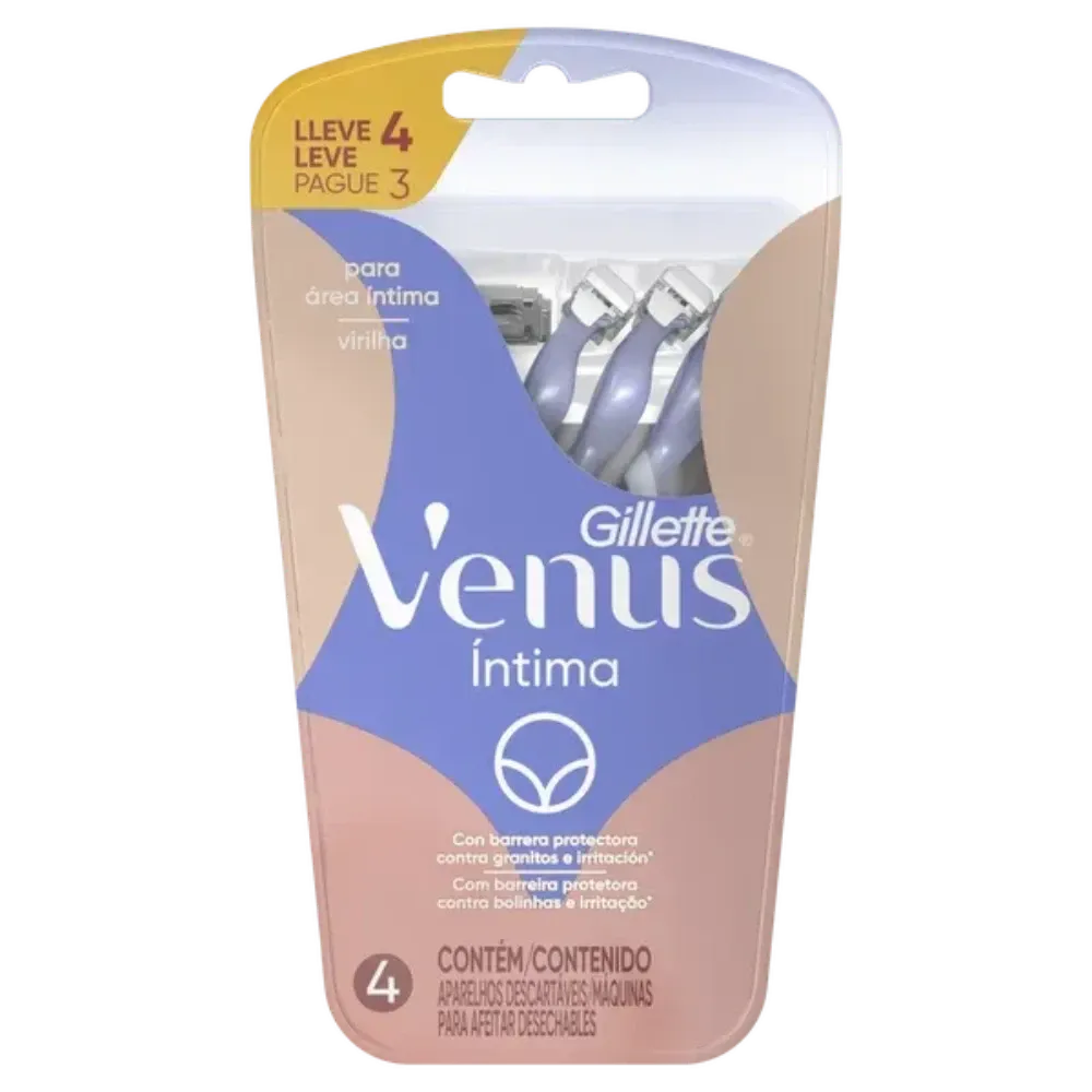 Aparelho de Depilação Gillette Venus Intima com 4 Unidades