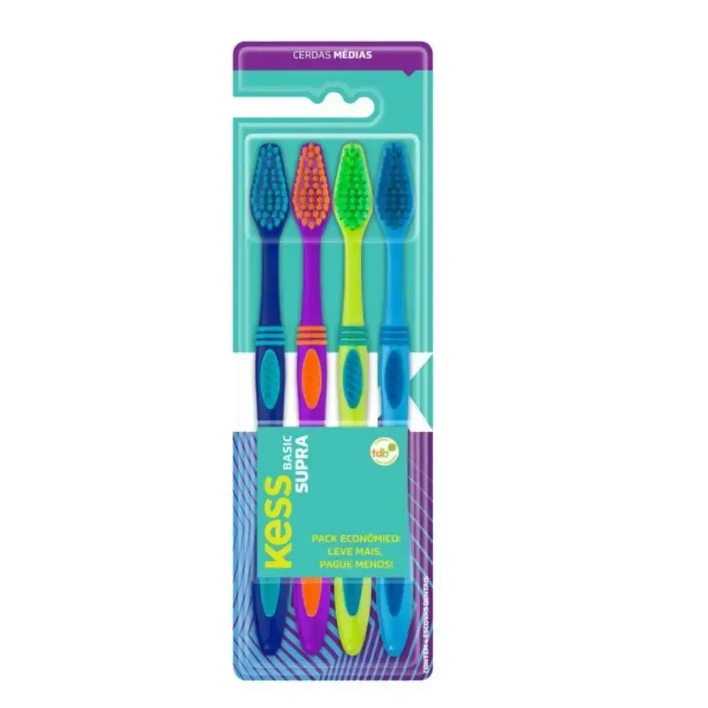 Escova Dental Basic Supra Kess Belliz com 4 Unidades