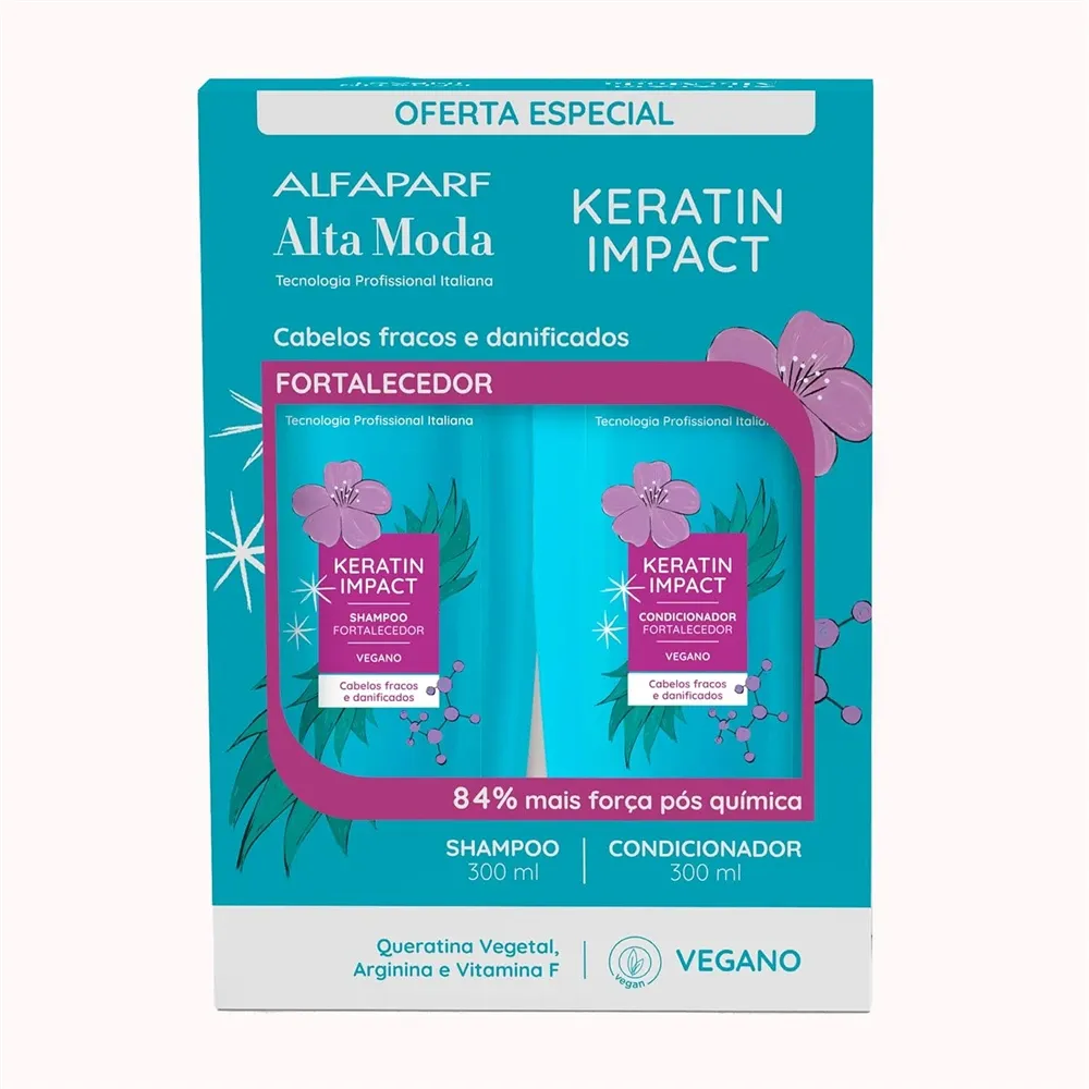 Kit Shampoo + Condicionador Keratina Impact  Altamoda com 300ml