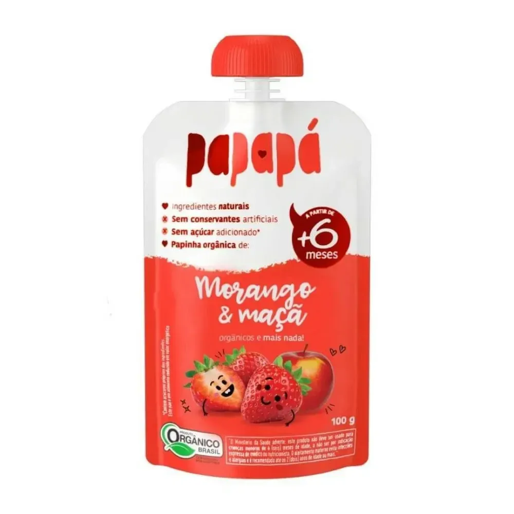 Papinha Orgânica Papapá Morango e Maça 100g