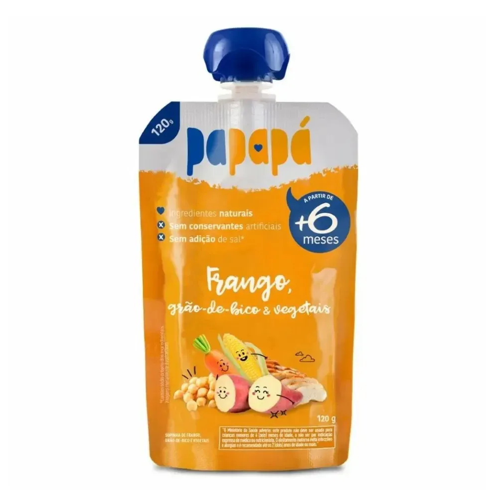 Papinha Papapá Frango, Grão de Bico e Vegetais 120g