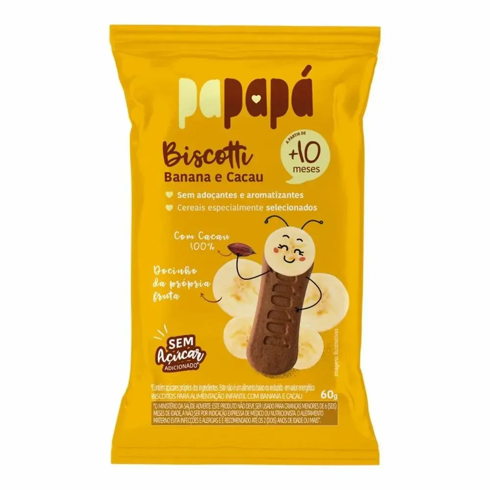 Biscoito Papapá Biscotti Banana e Cacau 60g