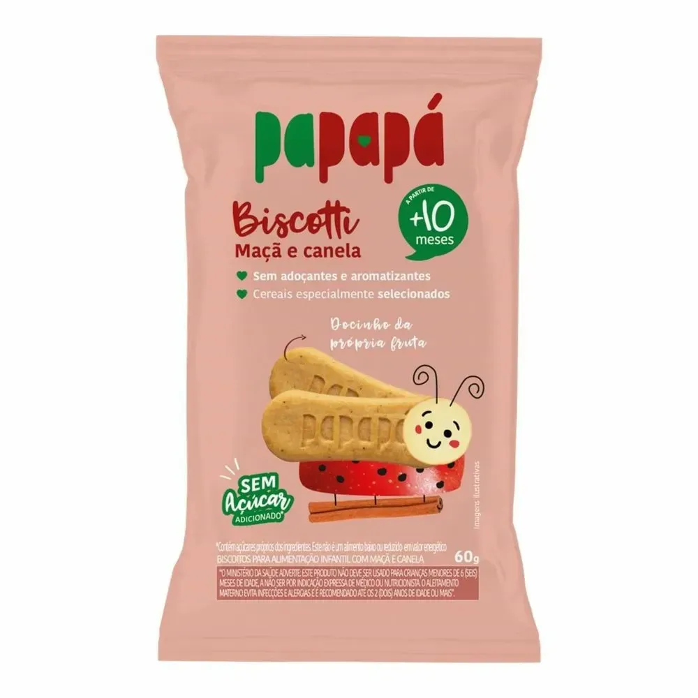 Biscoito Papapá Biscotti Maçã e Canela 60g