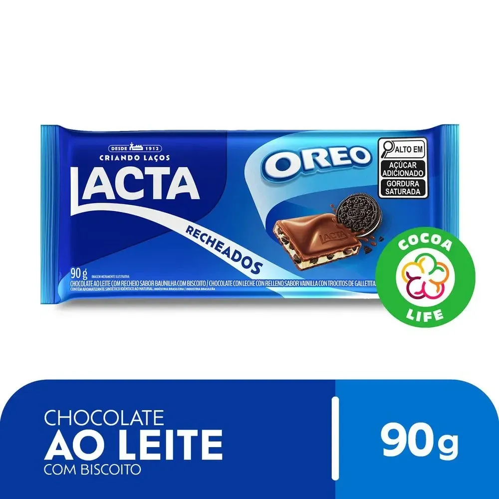 Chocolate Lacta Recheado Oreo 90g
