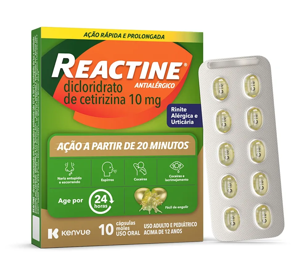 Reactine 10mg com 10 Cápsulas