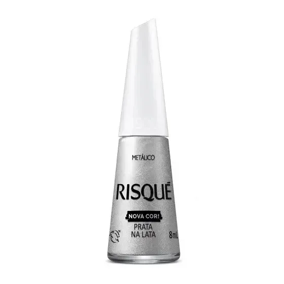 Esmalte Risqué Cremoso Nova Cor Prata Na Lata 8ml