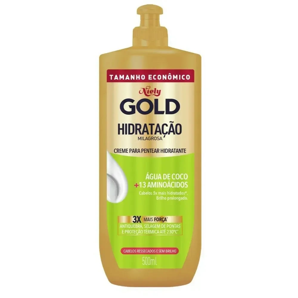 Creme Para Pentear Niely Gold Hidratação Água de Coco 500g