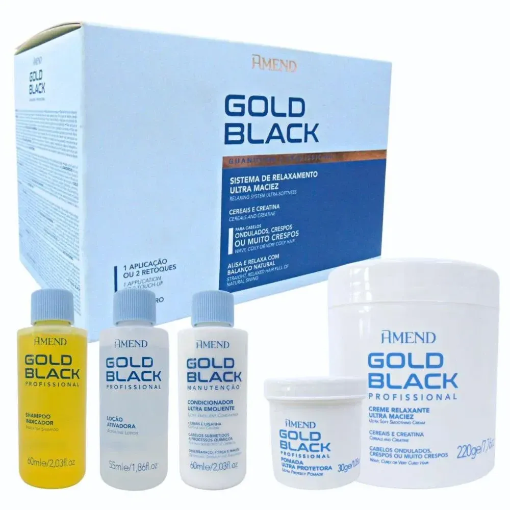 Kit Guanidina Amend Gold Black Sistema de Relaxamento Ultra Maciez