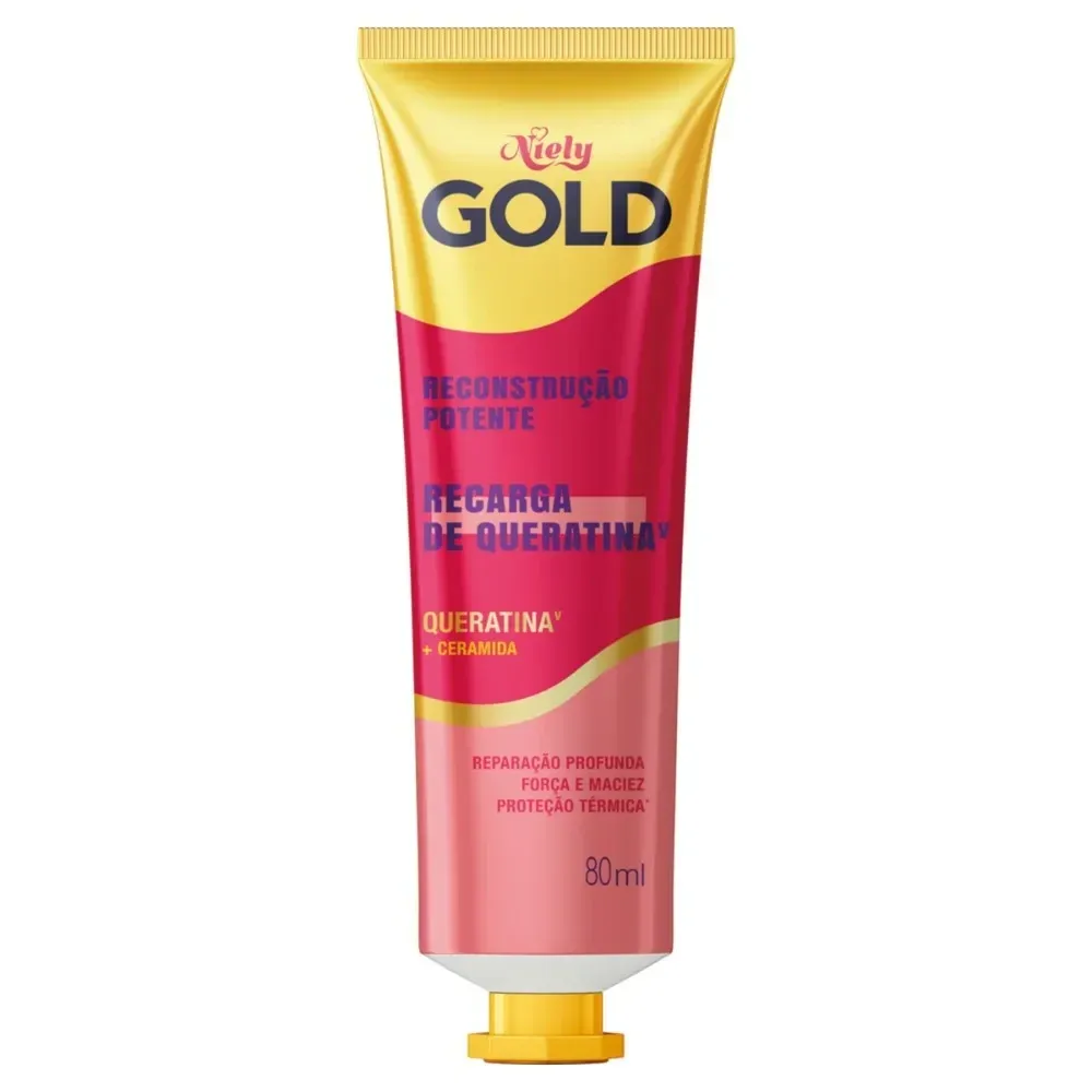 Recarga de Queratina Niely Gold Reconstrução Potente de 80g