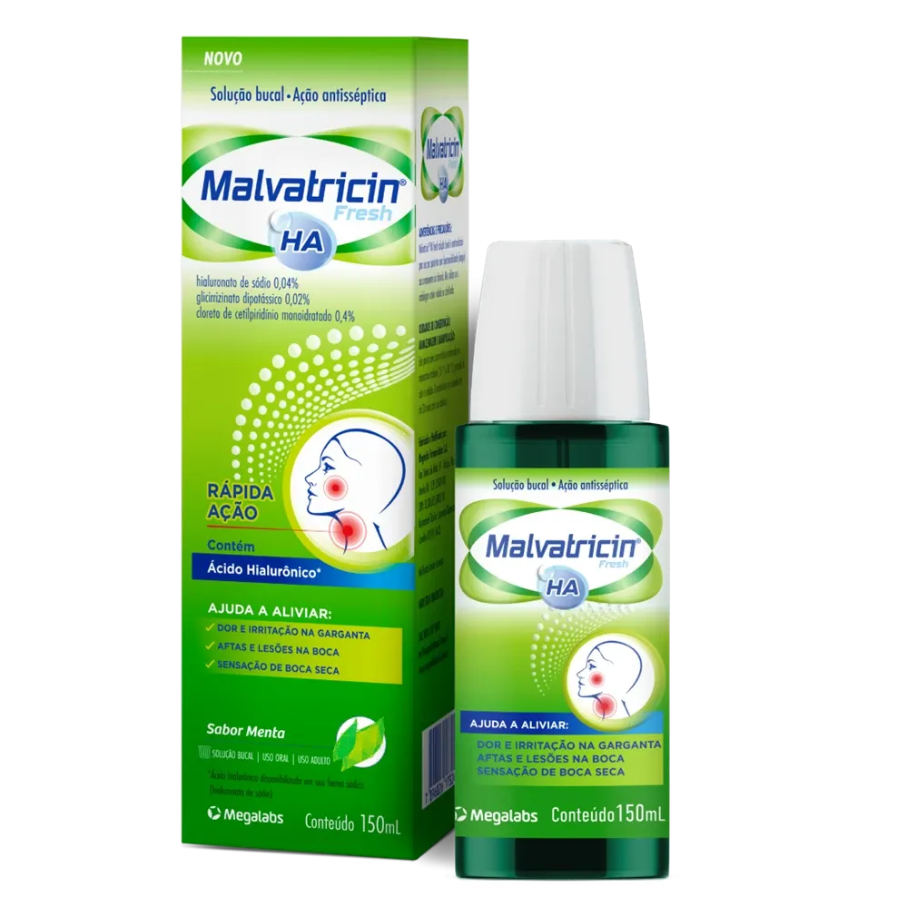 Malvatricin HA Fresh Solução Oral com 150ml Sabor Menta