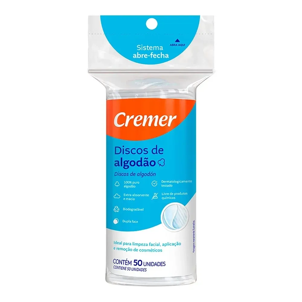 Algodão em Disco Cremer com 50 Unidades