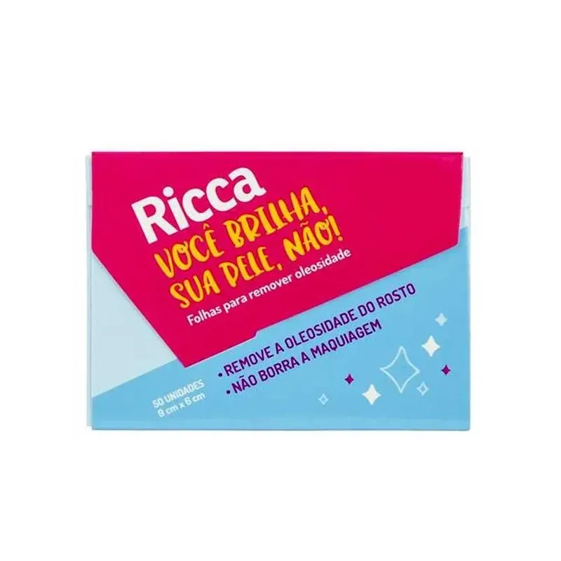 Lenços Facial Ricca Removedor De Oleosidade 50 Unidades