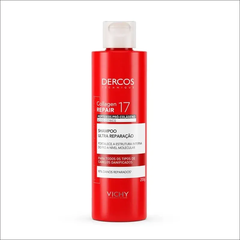 Shampoo Ultra Reparação Vichy Dercos Collagen Repair 17 com 200g