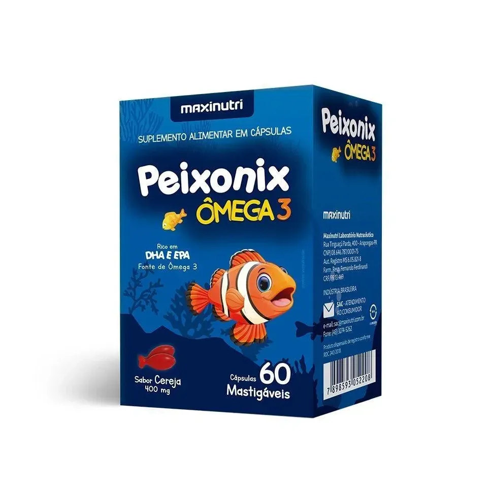 Peixonix Omega 3 Cereja com 60 Cápsulas Maxinutri