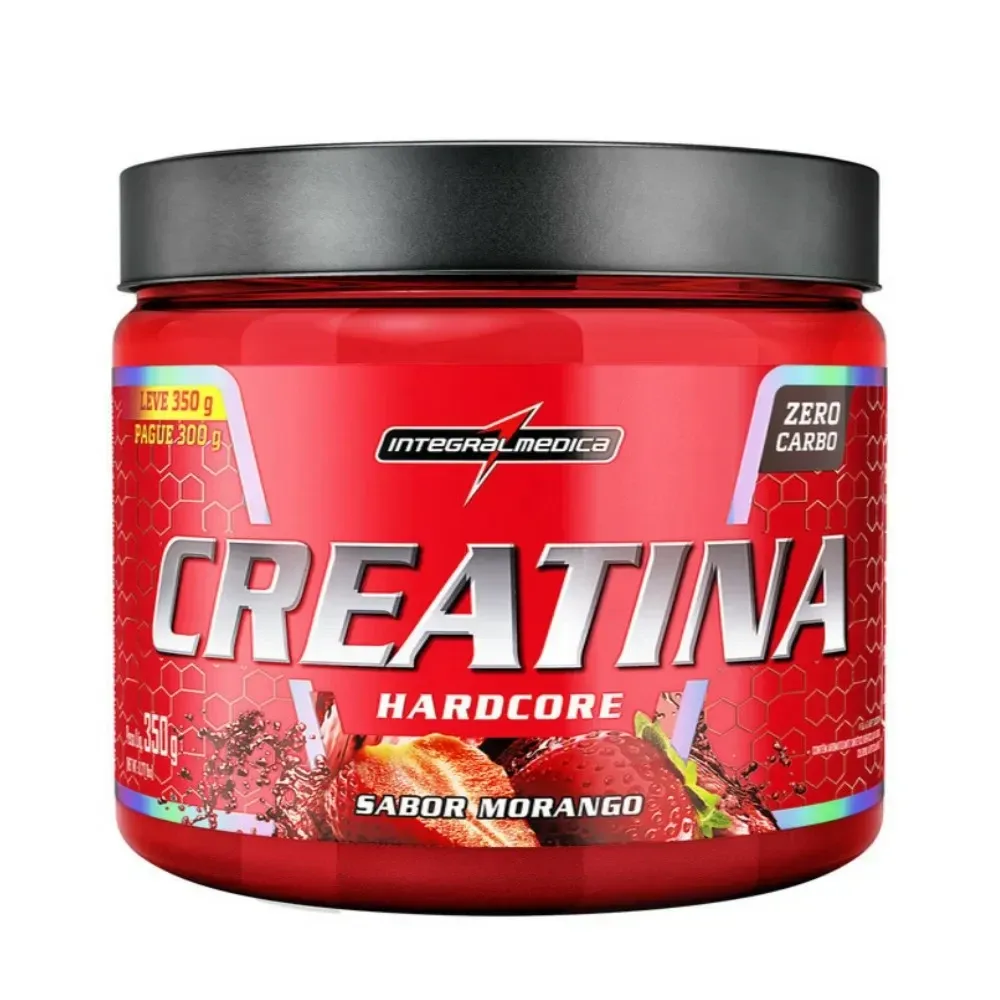 Creatina Pura Hardcore Integralmédica Sabor Morango 350g