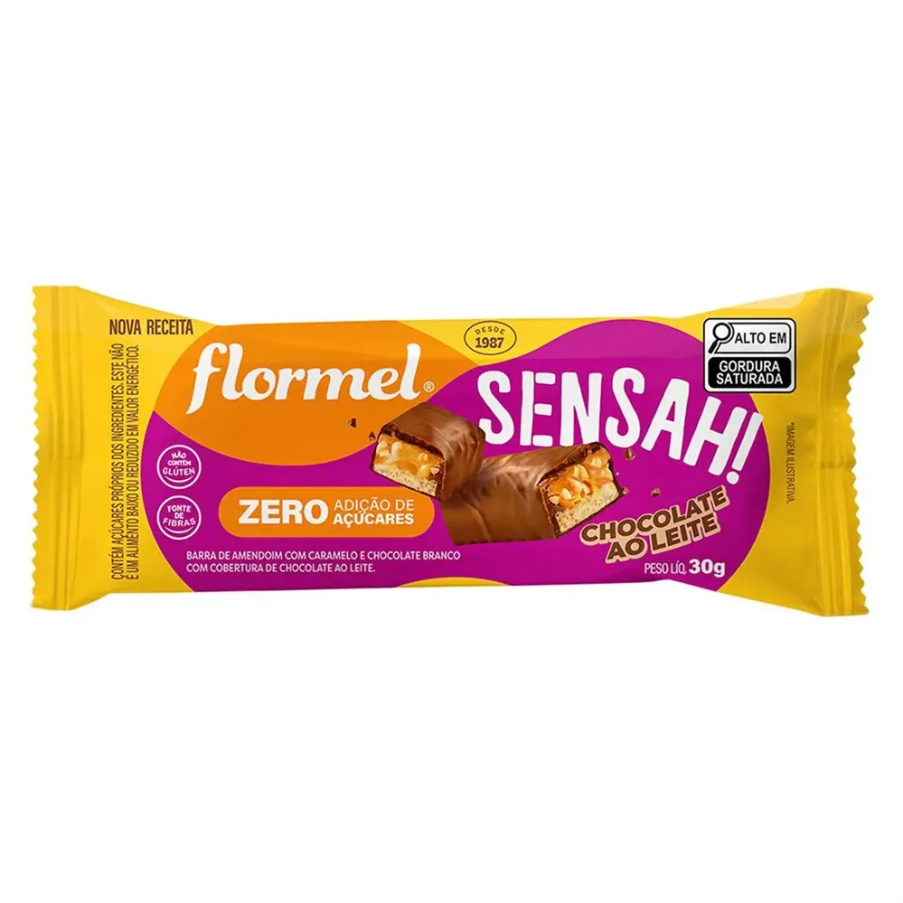 Chocolate ao Leite Sensah Flormel Zero Açucar 30g