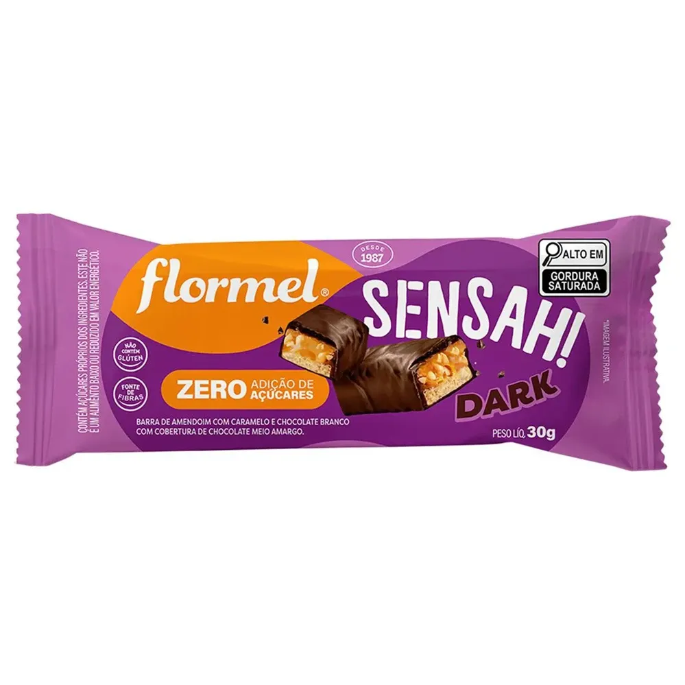 Chocolate ao Leite Sensah Dark Flormel Zero Açucar 30g