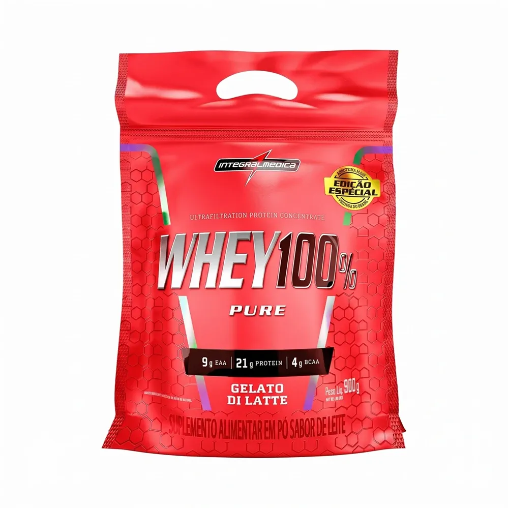 Whey 100% Pure Integralmédica Sabor Gelato di Latte Pouch 900g