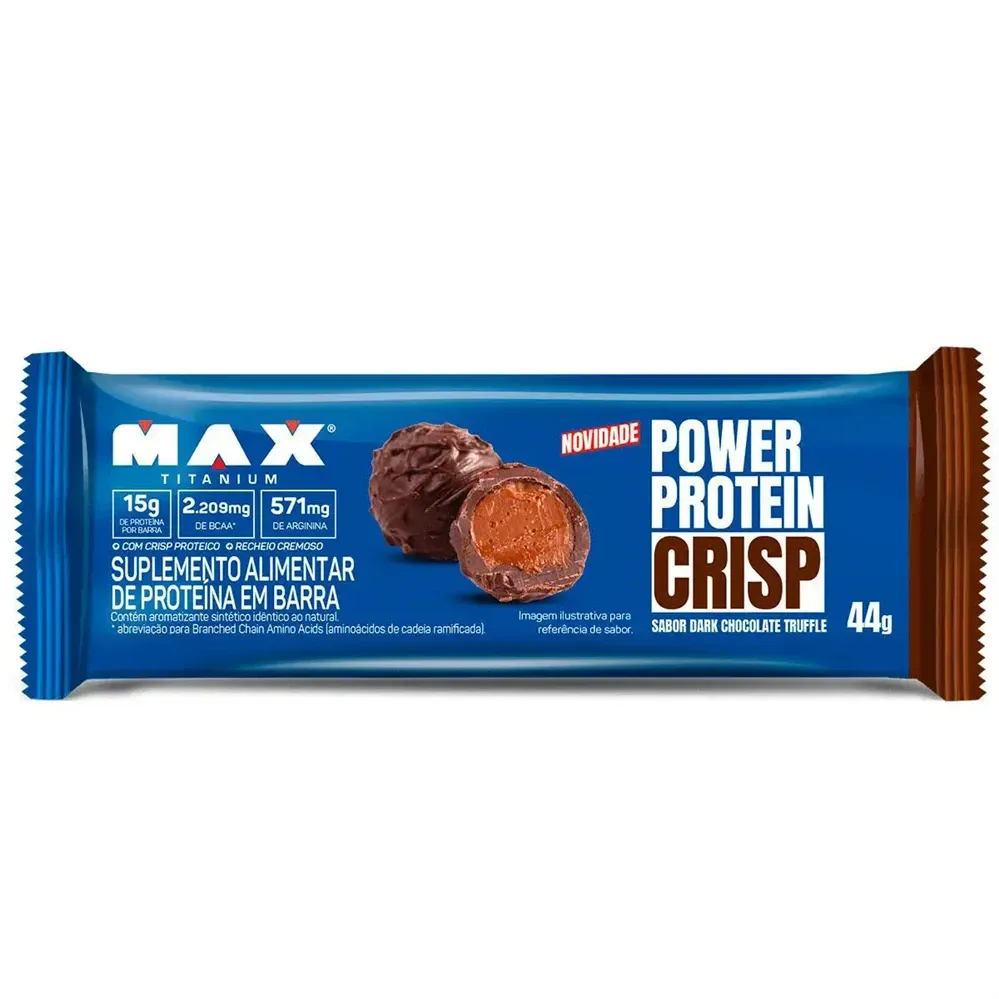 Power Protein Crisp Dark Chocolate Truffle Max Titanium com 44G
