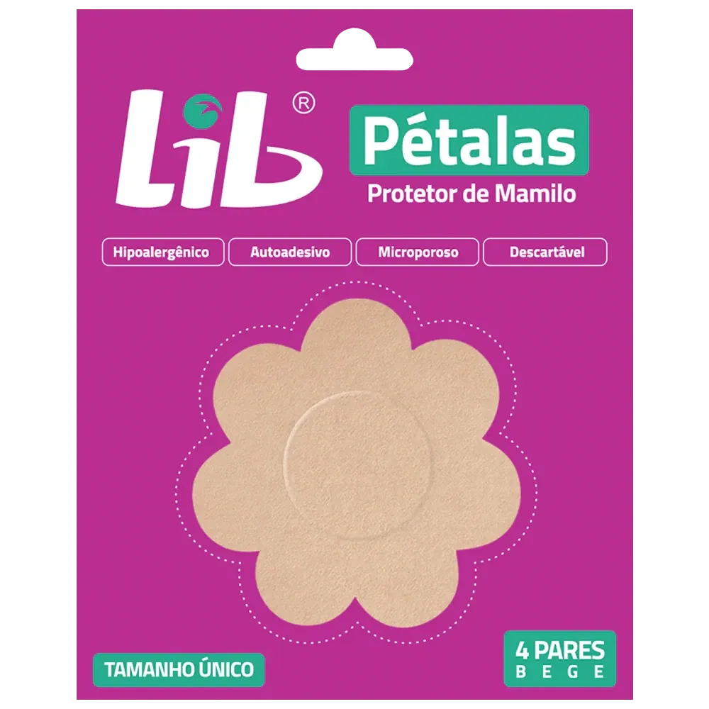Protetor de Mamilo Lib Pétalas com 4 Pares Beges